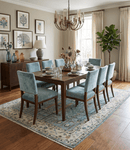 Hand-Knotted Wool Area Rug - Blue and Ivory Oushak Antique Style