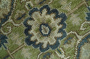 Wool Area Rug - Hand Knotted Green Silver Charcoal Heriz Style