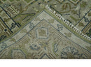 Wool Area Rug - Hand Knotted Green Silver Charcoal Heriz Style