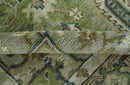 Wool Area Rug - Hand Knotted Green Silver Charcoal Heriz Style