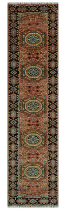 Rust and Black Kazak Medallion Hand Knotted Traditional Wool Area Rug by The Rug Decor