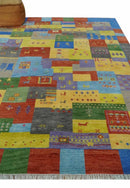Hand knotted Traditional Multi color 8x10 Antique Tribal Style Gabbeh Design Wool Area Rug by The Rug Decor