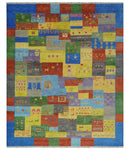 Hand knotted Traditional Multi color 8x10 Antique Tribal Style Gabbeh Design Wool Area Rug by The Rug Decor