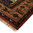 Hand knotted Traditional Multi Sizes Antique Style Vintage Finish Rust and Blue Area Rug
