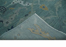 Hand Knotted Traditional Oriental Oushak Antique Style Green Wool Area Rug