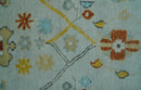 Hand Knotted Traditional Oushak Blue And Mustard Wool Rug