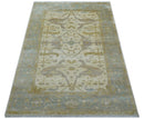 Hand Knotted Traditional Oushak Design Beige And Gray 6x9 Wool Area Rug