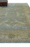 Hand Knotted Traditional Oushak Design Blue And Beige 6x9 Wool Rug