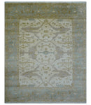 Hand Knotted Traditional Oushak Design Gray And Beige 8x10 Wool Rug