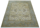 Hand Knotted Traditional Oushak Design Gray And Beige 8x10 Wool Rug