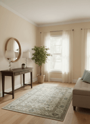 Hand Knotted Traditional Oushak Design Ivory And Gray 6x9 Wool Rug