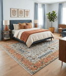 Rust and Blue Tree of Life Hand Knotted Area Rug - Turkish Design