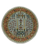 Rust and Blue Tree of Life Hand Knotted Area Rug - Turkish Design