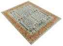 Rust and Blue Tree of Life Hand Knotted Area Rug - Turkish Design