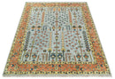 Rust and Blue Tree of Life Hand Knotted Area Rug - Turkish Design