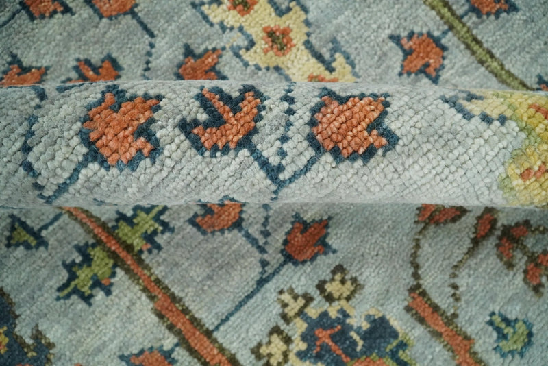 Hand Knotted Tree of Life Rust and Blue Traditional Turkish Design Wool Rug