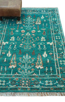Hand knotted Tree of life Teal Traditional Style 4x6 Wool Area Rug