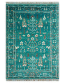 Hand knotted Tree of life Teal Traditional Style 4x6 Wool Area Rug