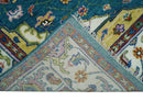 Hand Knotted White, Gold and Blue Multi Sizes Vibrant Colorful Heriz Medallion Area Rug by The Rug Decor