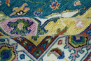 Hand Knotted White, Gold and Blue Multi Sizes Vibrant Colorful Heriz Medallion Area Rug by The Rug Decor