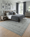 Silver Brown Hand-Knotted Wool Blend Area Rug Turkish Style 8x10