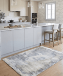 Ivory Gray Viscose Area Rug 5x8 - Hand Loomed Modern Abstract