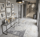 Hand Loomed Gray and Ivory Modern Abstract Area Rug 6x9 - Luxurious Viscose Blend