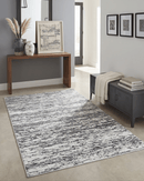 Black and Ivory Handmade Wool Area Rug 5x8 - Artisan Crafted