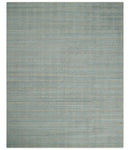 Hand Made 8x10 Modern Geometric striped Beige and Silver Scandinavian Blended Wool Flatwoven Area Rug | KE11