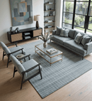 Charcoal Gray Wool Area Rug 8x10 - Modern Scandinavian Stripes