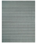 Hand Made 8x10 Modern Stripes Charcoal, Gray and Beige Scandinavian Blended Wool Flatwoven Area Rug | KE9