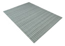 Hand Made 8x10 Modern Stripes Charcoal, Gray and Beige Scandinavian Blended Wool Flatwoven Area Rug | KE9