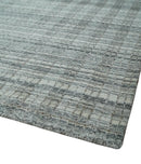 Hand Made 8x10 Modern Stripes Charcoal, Gray and Beige Scandinavian Blended Wool Flatwoven Area Rug | KE9
