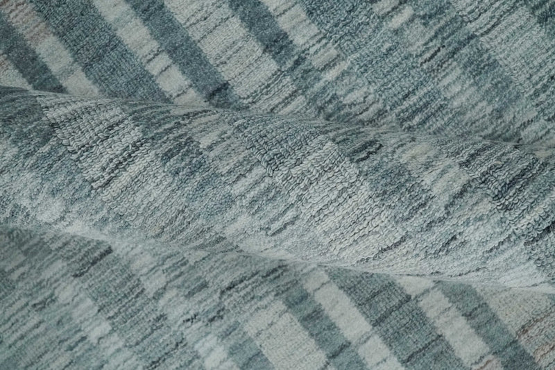 Hand Made 8x10 Modern Stripes Peach, Gray and Silver Scandinavian Blended Wool Flatwoven Area Rug | KE17