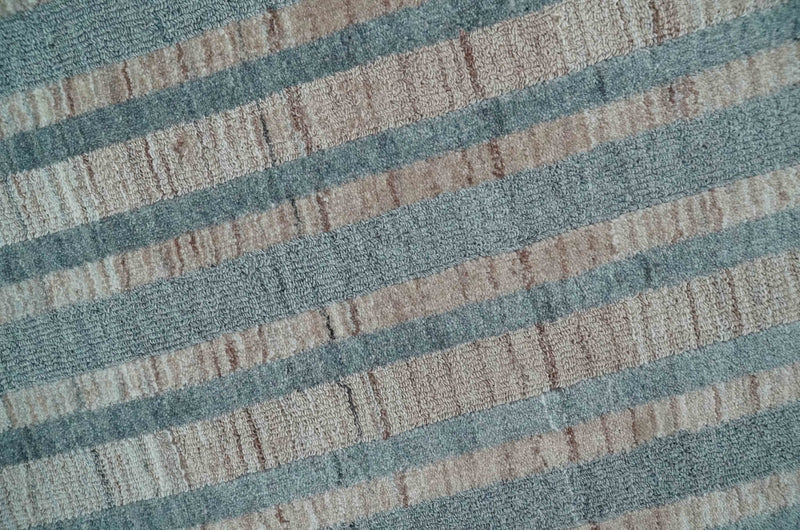 Hand Made 8x10 Modern Stripes Peach, Gray and Silver Scandinavian Blended Wool Flatwoven Area Rug | KE17