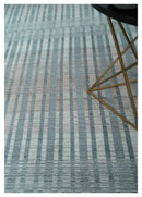Hand Made 8x10 Modern Stripes Peach, Gray and Silver Scandinavian Blended Wool Flatwoven Area Rug | KE17