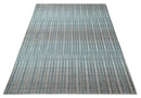 Hand Made 8x10 Modern Stripes Peach, Gray and Silver Scandinavian Blended Wool Flatwoven Area Rug | KE17