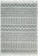 Modern Contemporary Hand Woven Black and White Wool Area Rug