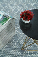 Blue and White Contemporary Hand Woven Wool Area Rug - Artisanal by The Rug Decor