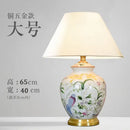 GobekUsa Coral Flower Bird Ceramic Table Lamp Hand-Painted Crack Glaze Living Room Table Lamp