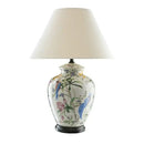 GobekUsa Coral Flower Bird Ceramic Table Lamp Hand-Painted Crack Glaze Living Room Table Lamp