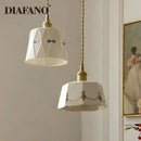 Hand painted cream decorbites ceramic pendant light dining room by Decorbites