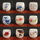 Hand-painted floral white porcelain kung fu tea cup dining room by Decorbites