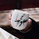 Hand-painted floral white porcelain kung fu tea cup dining room by Decorbites