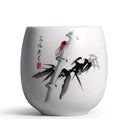 Hand-painted floral white porcelain kung fu tea cup dining room by Decorbites