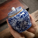 GobekUsa Blue White Porcelain Tea Canister Organizer Box Coffee Container Caddy Jar
