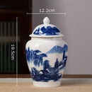 GobekUsa Blue White Porcelain Tea Canister Organizer Box Coffee Container Caddy Jar