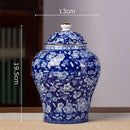 GobekUsa Blue White Porcelain Tea Canister Organizer Box Coffee Container Caddy Jar
