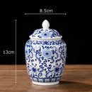 GobekUsa Blue White Porcelain Tea Canister Organizer Box Coffee Container Caddy Jar