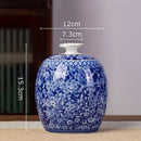 GobekUsa Blue White Porcelain Tea Canister Organizer Box Coffee Container Caddy Jar